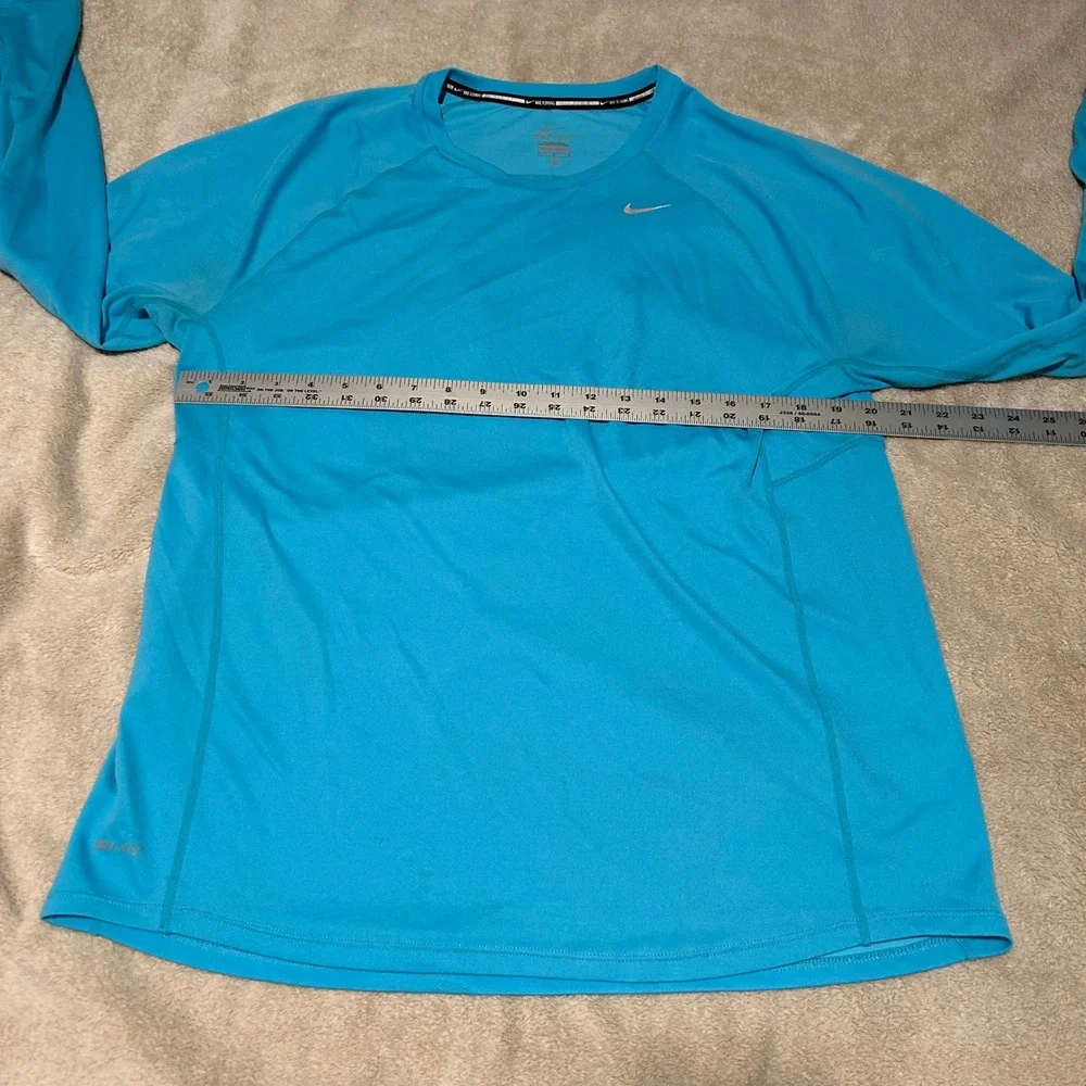 Nike Miler Running Shirt Mens Large Blue Dri-FIT Long Sleeve Athletic Top
